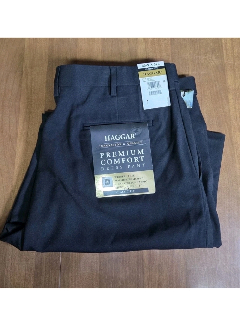 Haggar Men's Classic Fit Premium Comfort Suit Pants Black Solid Size 40W X 32L